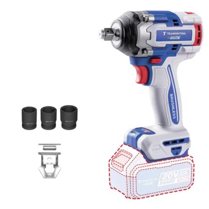 Chave de Impacto Tramontina by TOTAL 1/2” 20V 500 N.m Brushless com LED e Soquetes